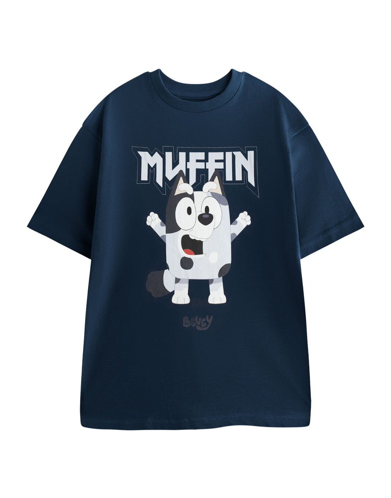 Bluey Muffin Mens Black Short Sleeved T-Shirt
