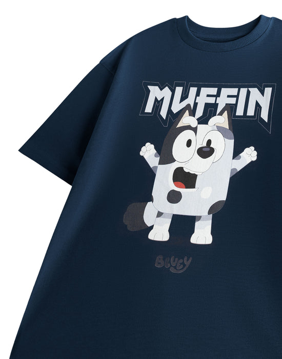 Bluey Muffin Mens Black Short Sleeved T-Shirt