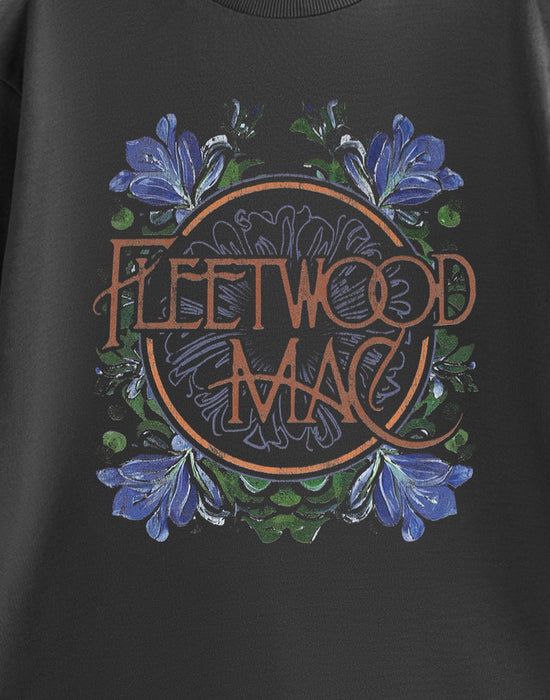 Fleetwood Mac Flowers Mens Black Short Sleeved T-Shirt