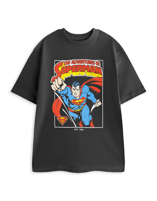 DC Comics The Adventures of Male Grey Short Sleeved T-Shirt