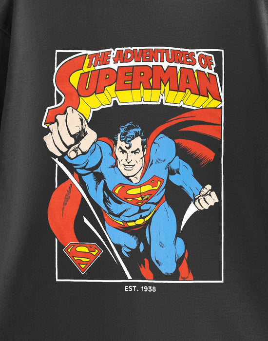 DC Comics The Adventures of Male Grey Short Sleeved T-Shirt