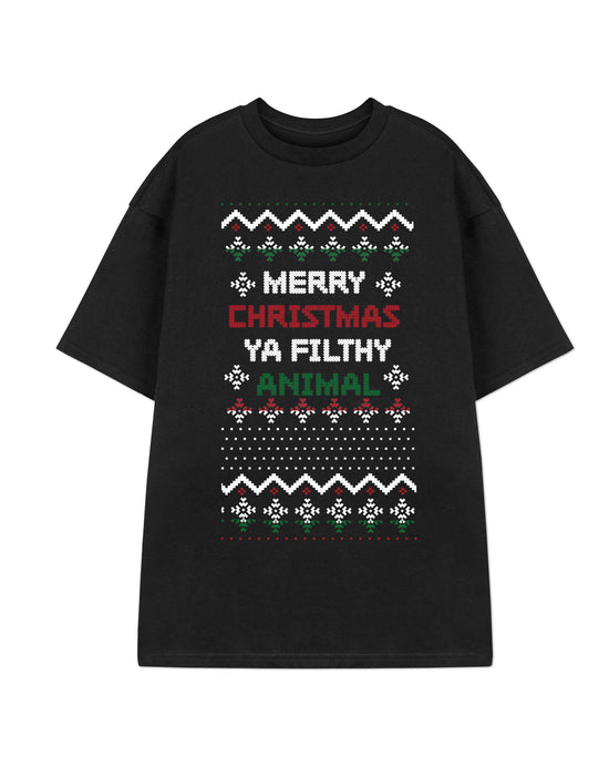 Filthy Animal Fair Isle Unisex Black Short Sleeved T-Shirt