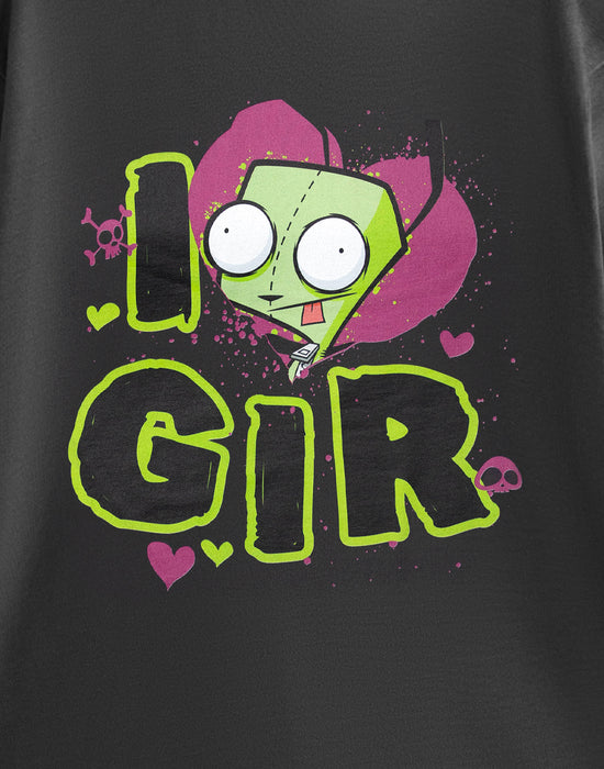 Invader Zim I Love Gir Mens Grey Short Sleeved T-Shirt