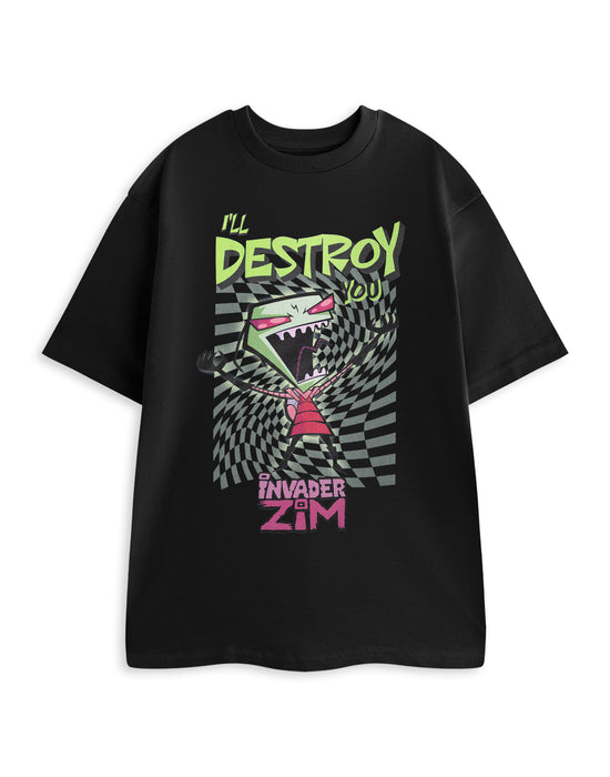 Invader Zim Destroy Unisex Black Short Sleeved T-Shirt