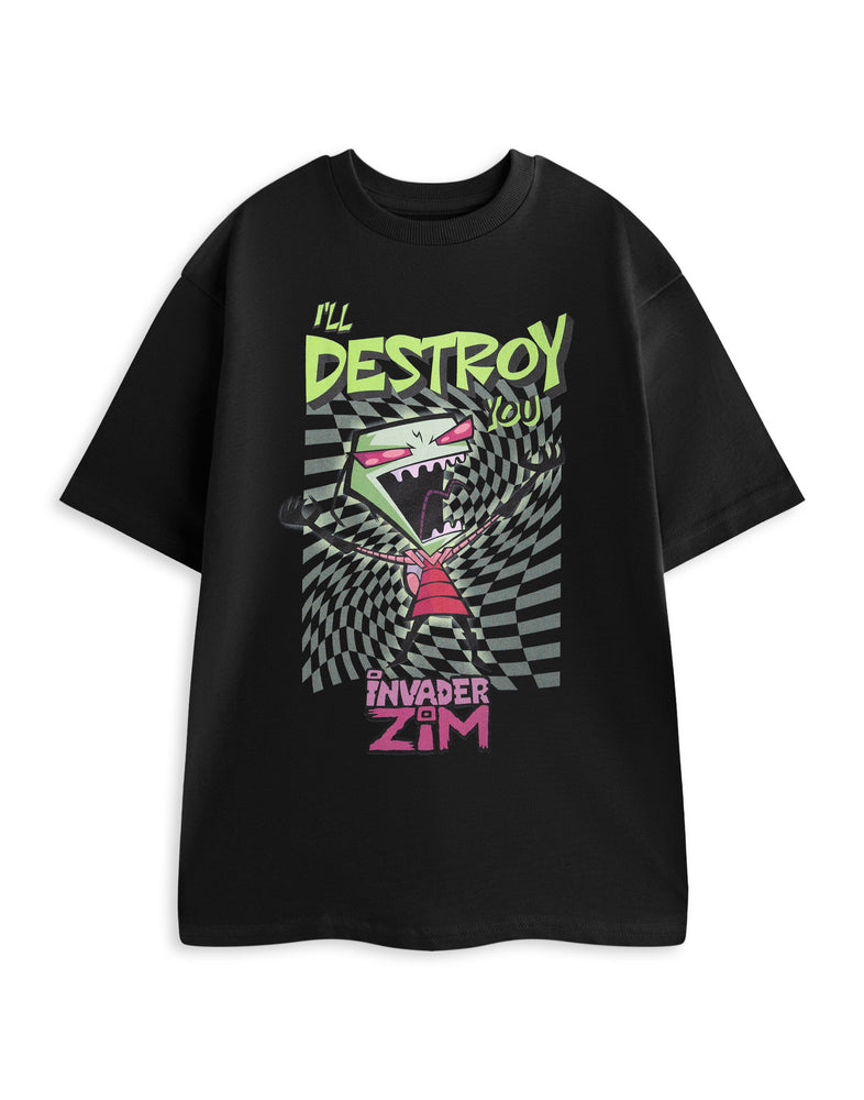 Invader Zim Destroy Unisex Black Short Sleeved T-Shirt