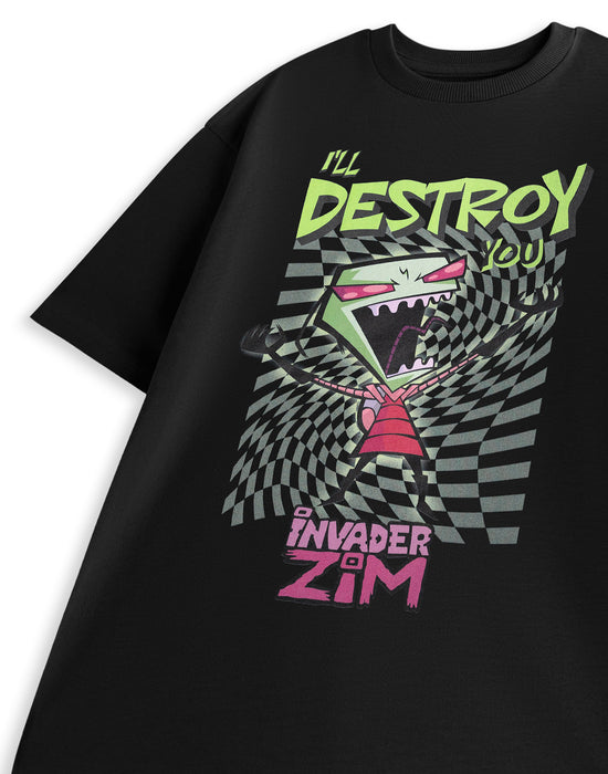 Invader Zim Destroy Unisex Black Short Sleeved T-Shirt