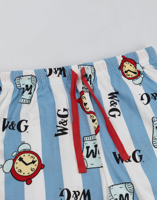 Wallace And Gromit Multi Character Mens Blue Short Sleeve Short Leg Pyjama Set