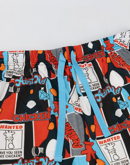 Wallace And Gromit Feathers Mens Blue Short Sleeve Short Leg Pyjama Set
