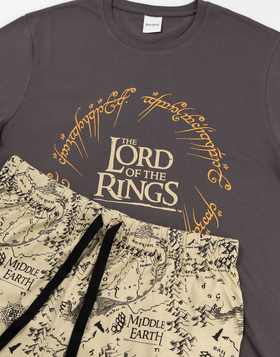 Lord Of The Rings Logo Mens Black Short Sleeve Short Leg Pyjama Set
