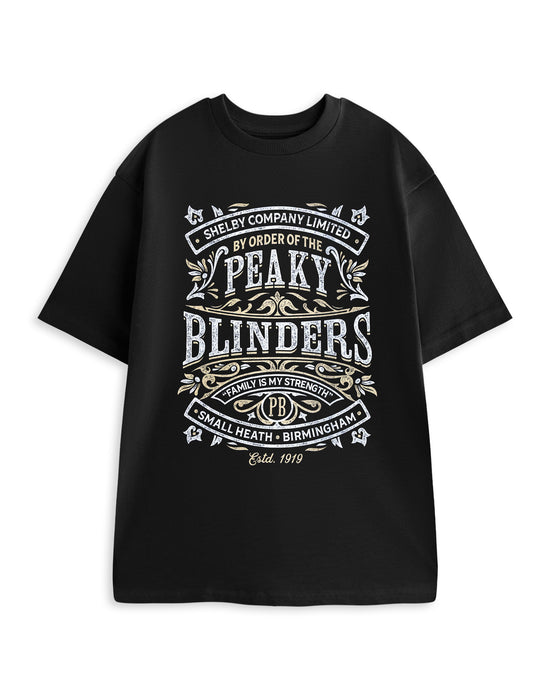 Peaky Blinders Family Is My Strength Mens Black Short Sleeved T-Shirt