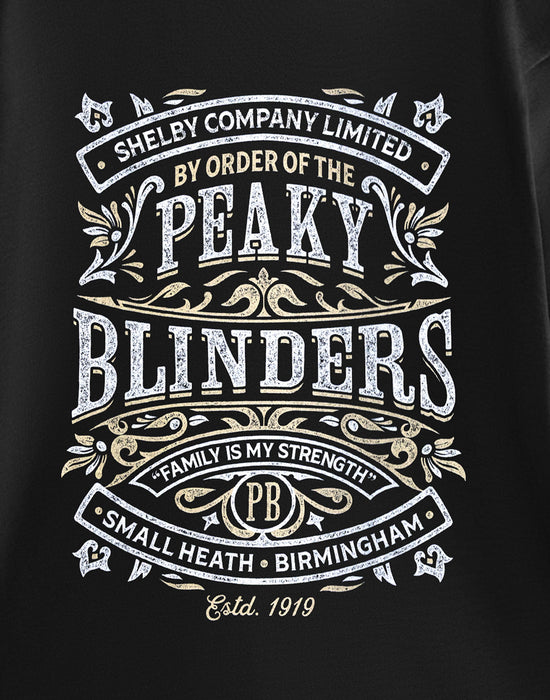 Peaky Blinders Family Is My Strength Mens Black Short Sleeved T-Shirt
