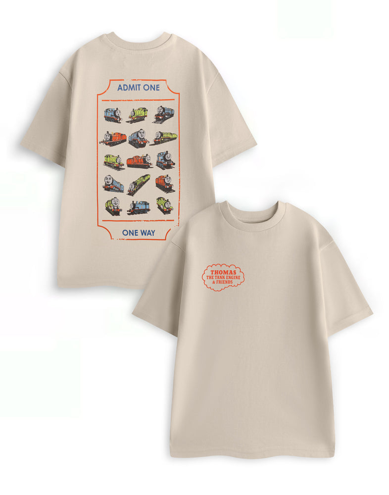 Thomas and Friends Admit One Unisex Beige Short Sleeved T-Shirt