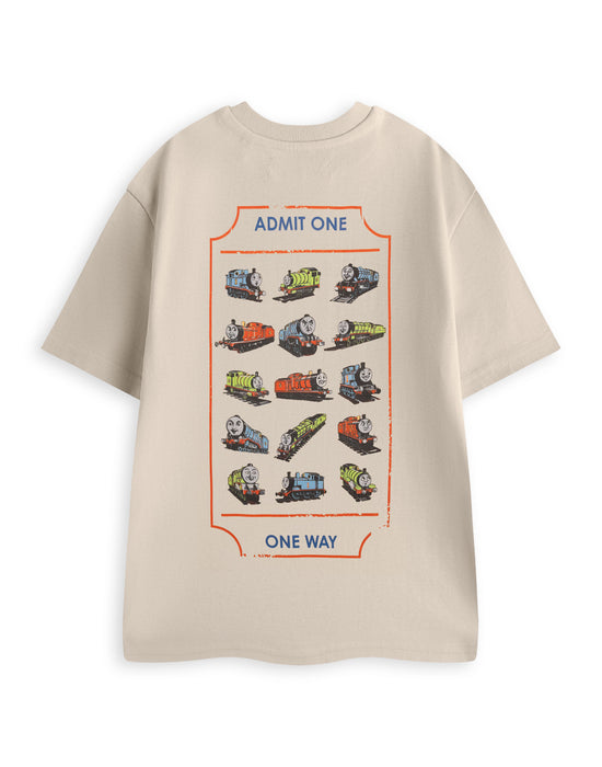 Thomas and Friends Admit One Unisex Beige Short Sleeved T-Shirt