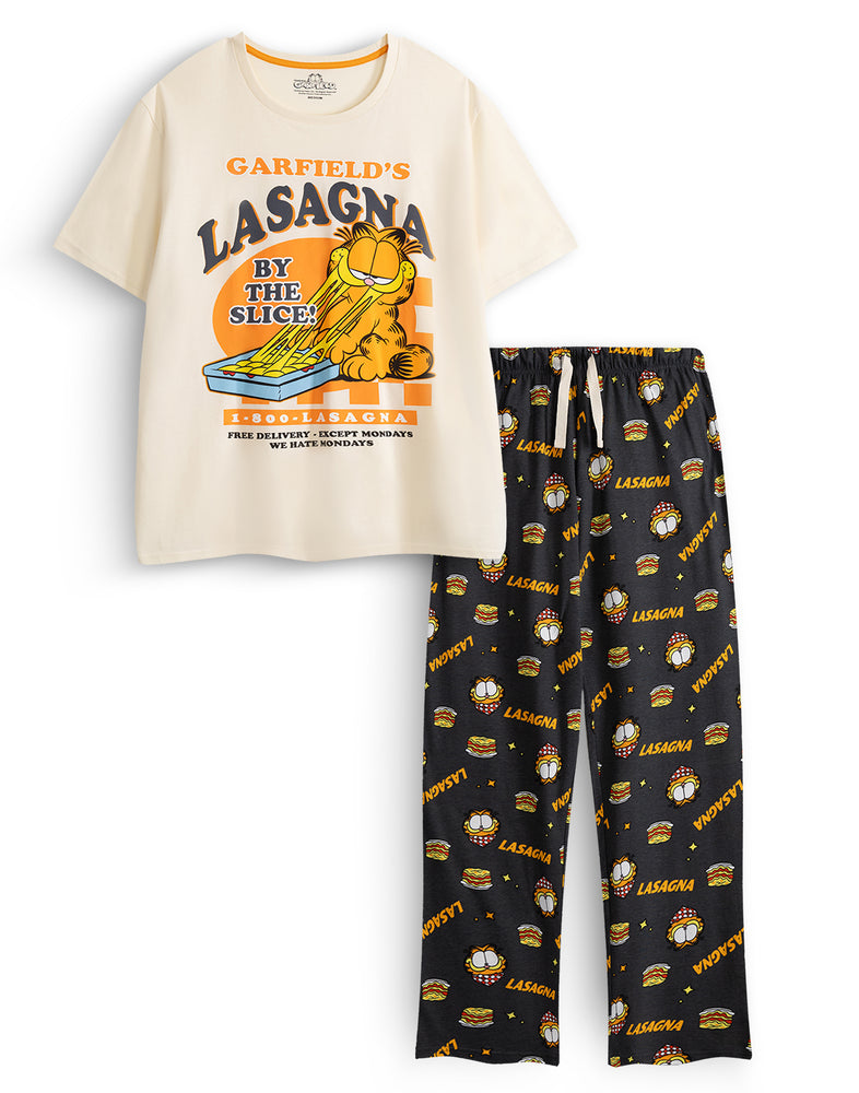 Garfield Lasagna Mens multicoloured Short Sleeve Long Leg Pyjama Set