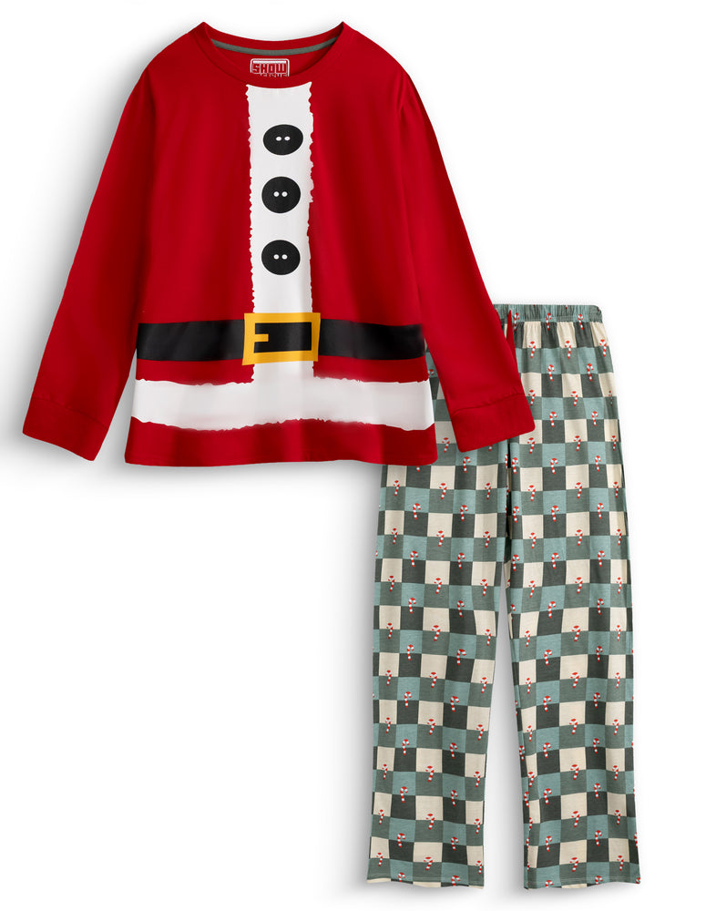 Show Me The Merch Santa Mens Multicoloured Long Sleeve Long Leg Pyjama Set