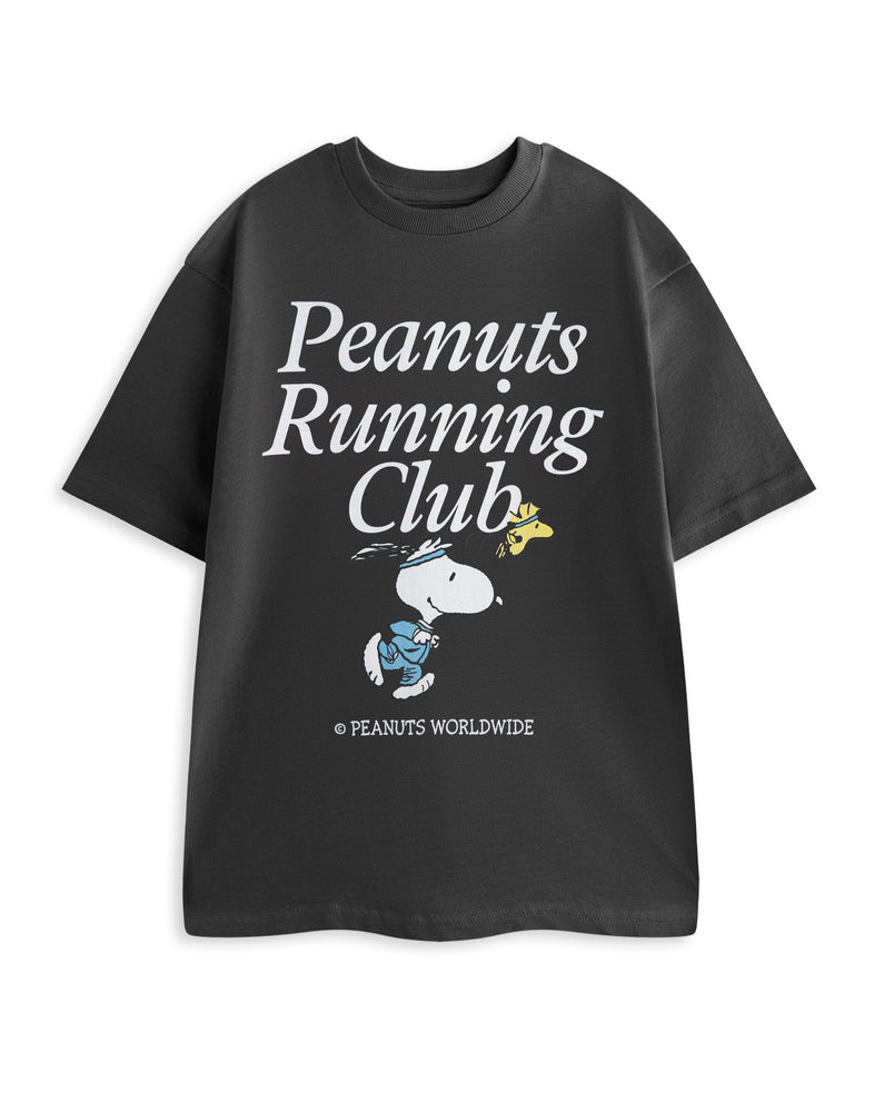 Peanuts Running Club Snoopy Unisex Grey Short Sleeved T-Shirt