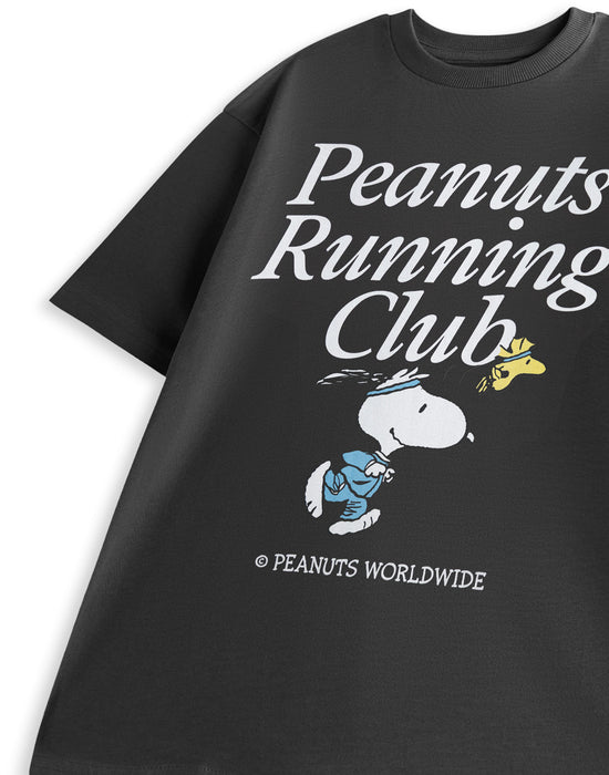Peanuts Running Club Snoopy Unisex Grey Short Sleeved T-Shirt