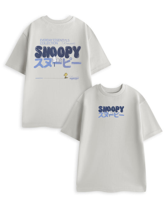 Peanuts Bubble Writing Snoopy Unisex Grey Short Sleeved T-Shirt