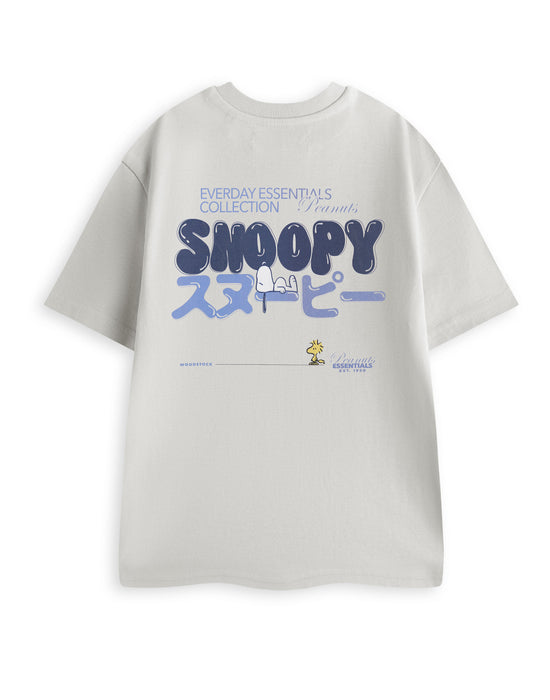 Peanuts Bubble Writing Snoopy Unisex Grey Short Sleeved T-Shirt