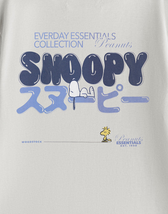 Peanuts Bubble Writing Snoopy Unisex Grey Short Sleeved T-Shirt