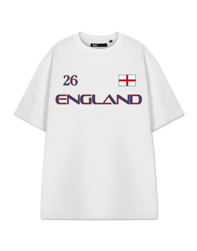 Show Me The Merch England 26 Unisex White Short Sleeved T-Shirt