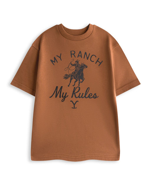 Yellowstone My Ranch My Rules Mens Brown Short Sleeved T-Shirt