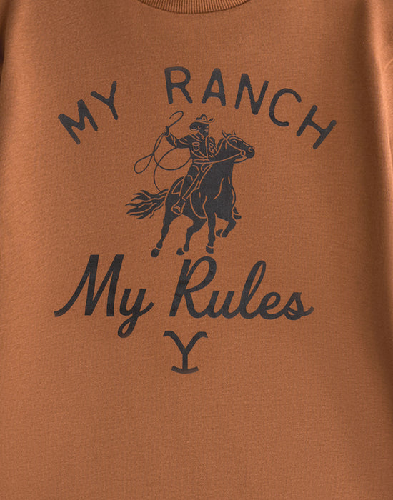 Yellowstone My Ranch My Rules Mens Brown Short Sleeved T-Shirt