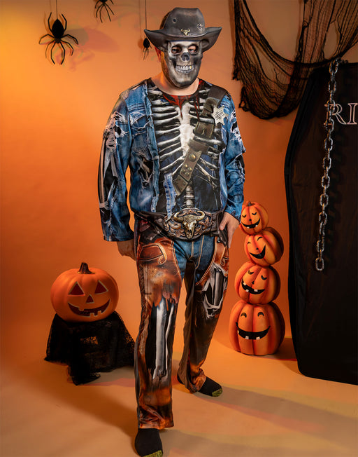 Zombie Cowboy Mens Blue 2 Piece Costume