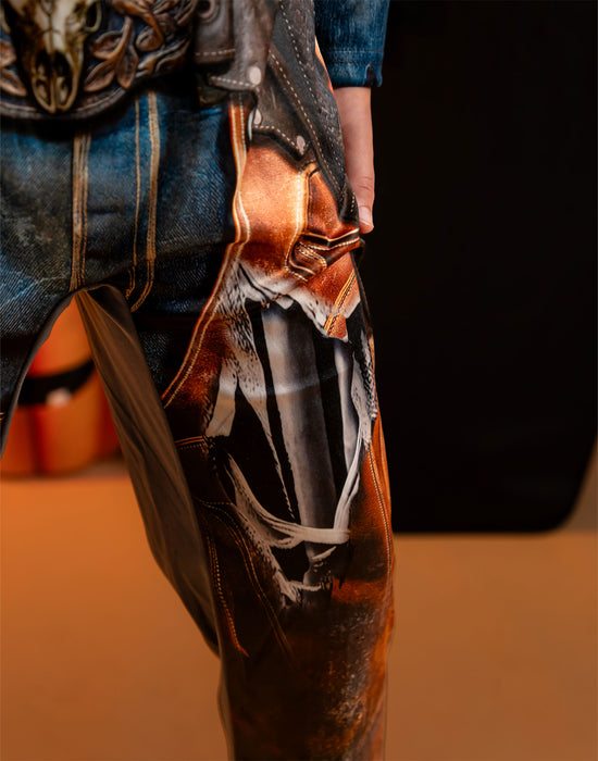 Zombie Cowboy Mens Blue 2 Piece Costume