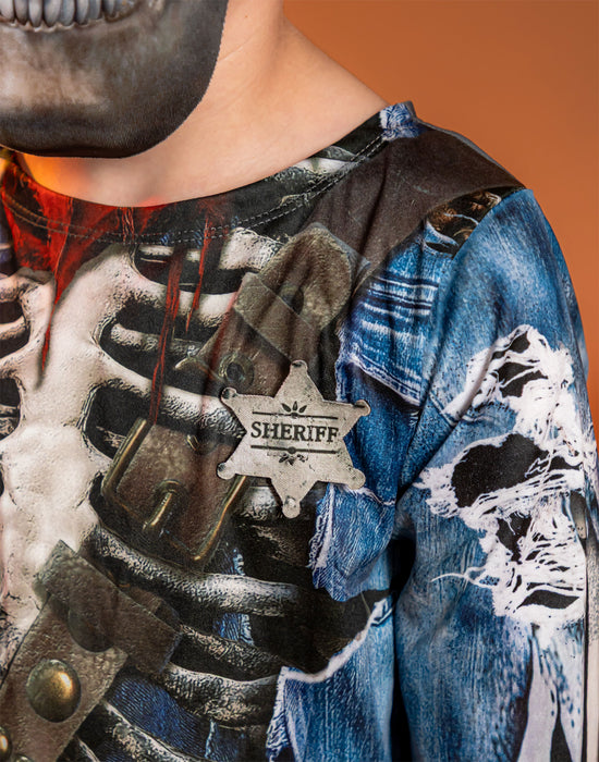 Zombie Cowboy Mens Blue 2 Piece Costume