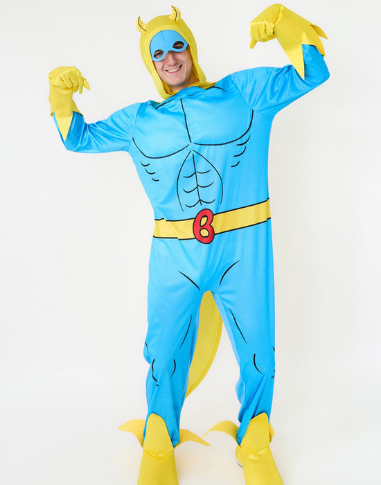 Beano Bananaman Mens White 5 Piece Costume