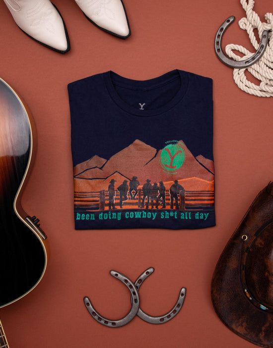 Yellowstone Cowboys Mens Navy Short Sleeved T-Shirt