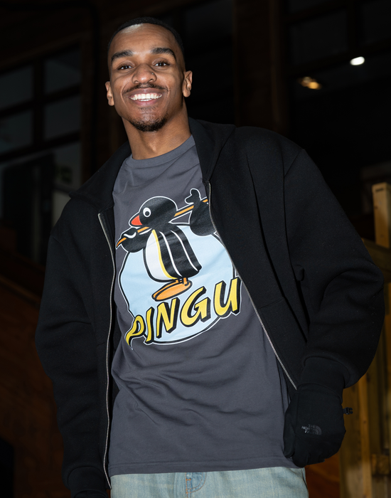 Pingu Retro Unisex Grey Short Sleeved T-Shirt