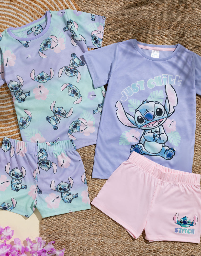 Disney Lilo & Stitch Girls 2 Pack T-Shirt And Shorts Pyjamas