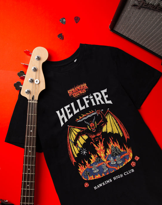 Stranger Things Hellfire Adults Black Short Sleeved T-Shirt