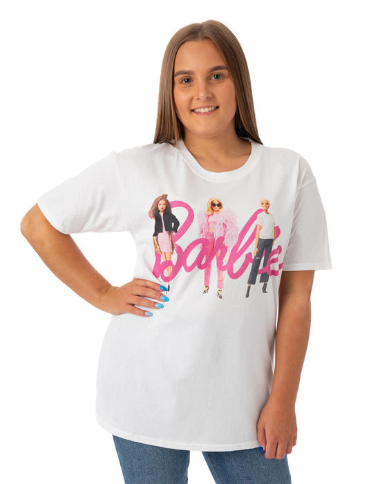 Barbie Dolls In Logo Womens White Short Sleeved T-Shirt — Vanilla  Underground