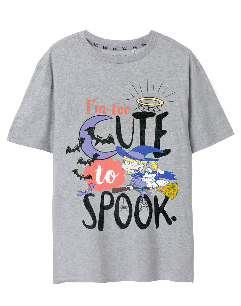 Rugrats Too Cute To Spook Womens Grey Marl Short Sleeved T-Shirt