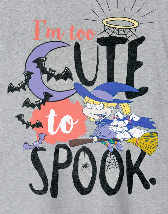 Rugrats Too Cute To Spook Womens Grey Marl Short Sleeved T-Shirt
