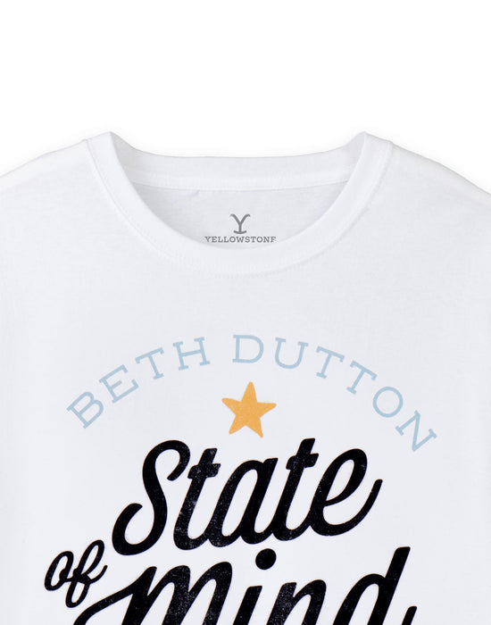Yellowstone Beth Dutton State Of Mind Womens White Short Sleeved T-Shirt