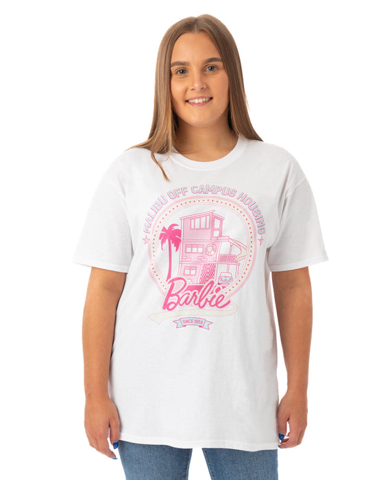 Barbie Womens White Malibu Off Campus Logo Short Sleeved T-Shirt — Vanilla  Underground