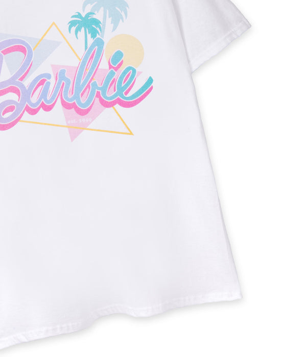 Barbie Pastel Palm Trees Womens White Short Sleeved T-Shirt