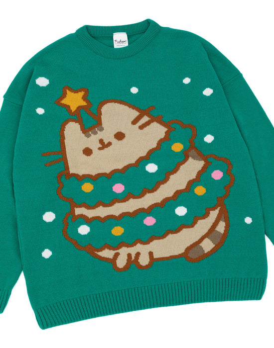 Pusheen Women's Green Christmas Knit Sweater