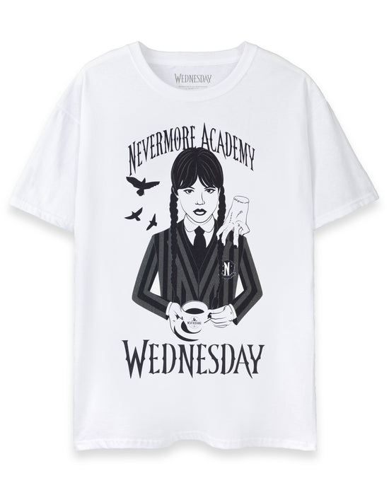 Wednesday Tea Womens White Short Sleeved T-Shirt