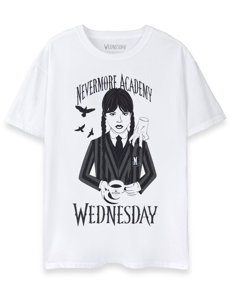 Wednesday Tea Womens White Short Sleeved T-Shirt