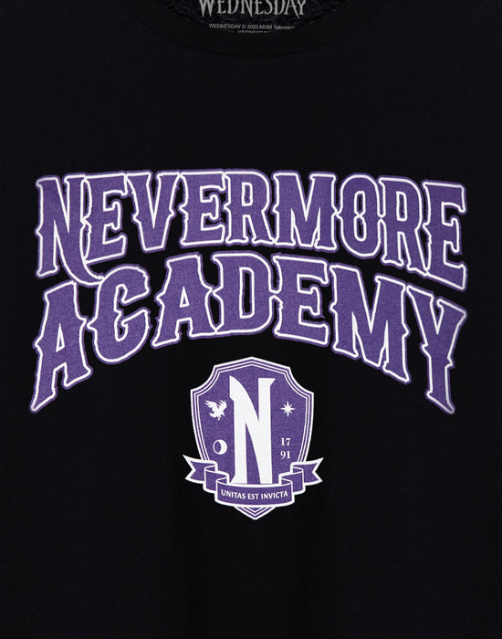 Wednesday Nevermore Academy Womens Black Short Sleeved T-Shirt