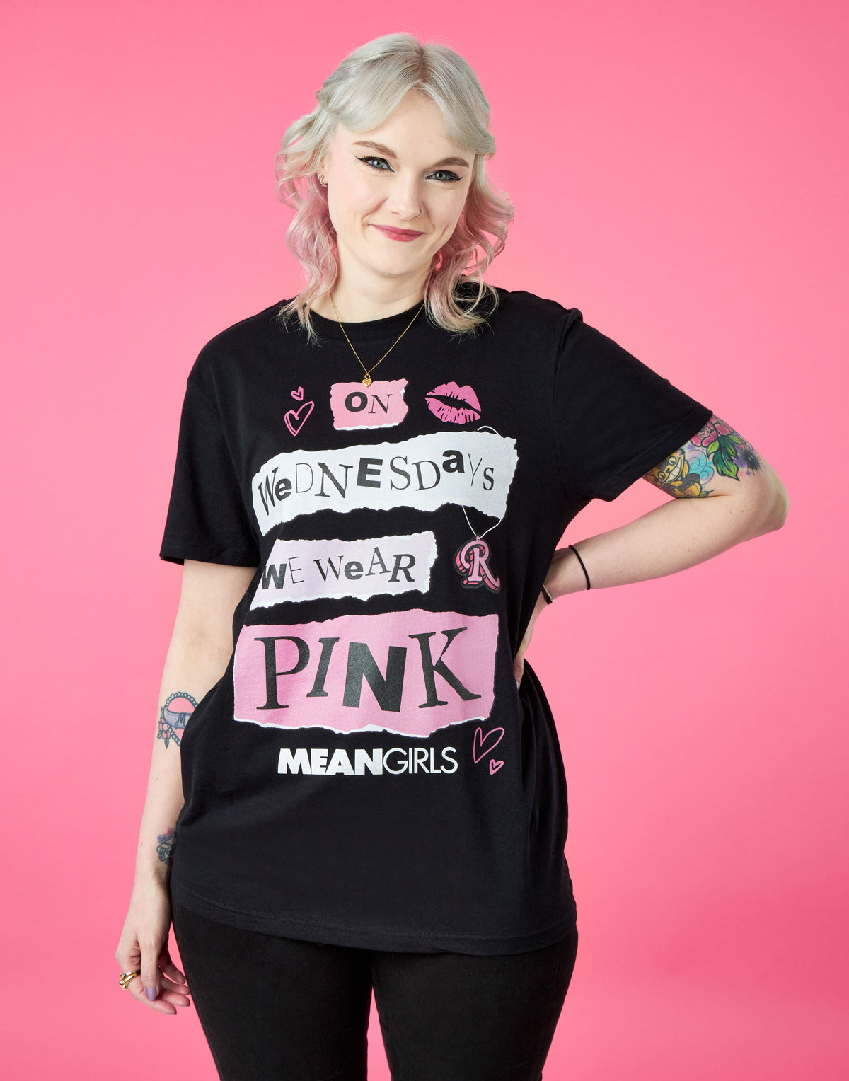 Pink Wednesday Mean Girls Pink Wednesdays Womens Black Short Sleeved T-Shirt — Vanilla ...