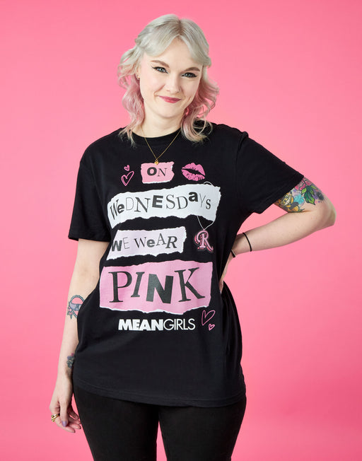 Mean Girls Pink Wednesdays Womens Black Short Sleeved T-Shirt
