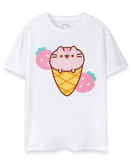 Pusheen Ice Cream Womens White Short Sleeved T-Shirt