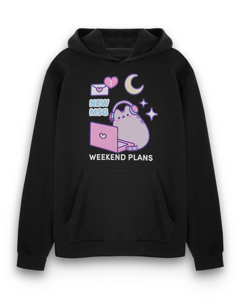 Pusheen New Msg Womens Black Hoodie