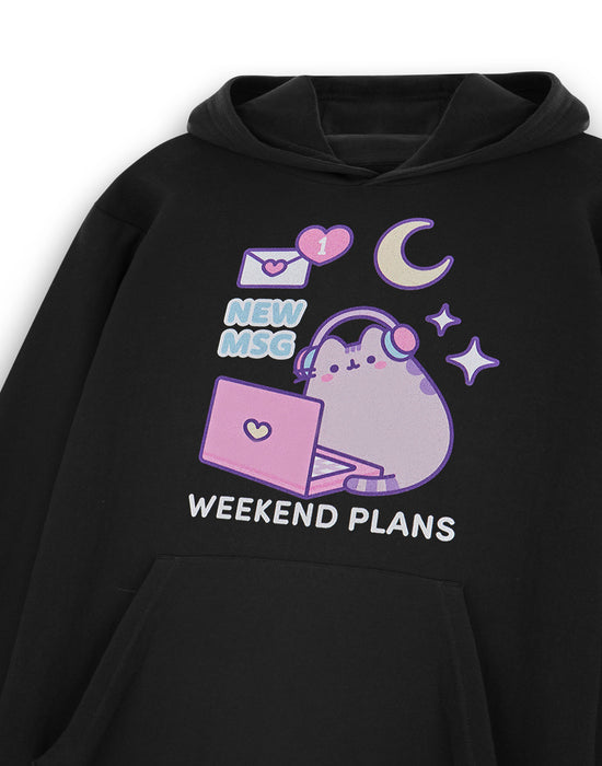 Pusheen New Msg Womens Black Hoodie